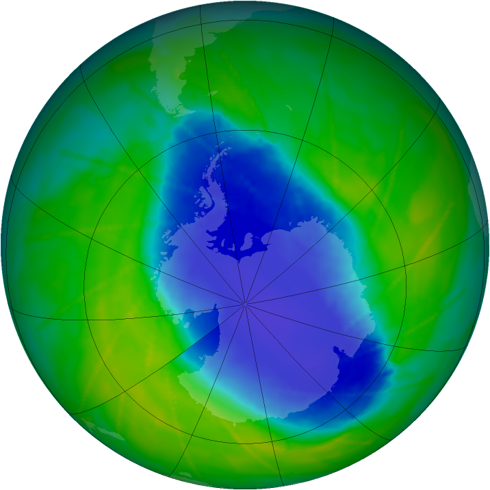 Antarctic ozone map for 21 November 2010